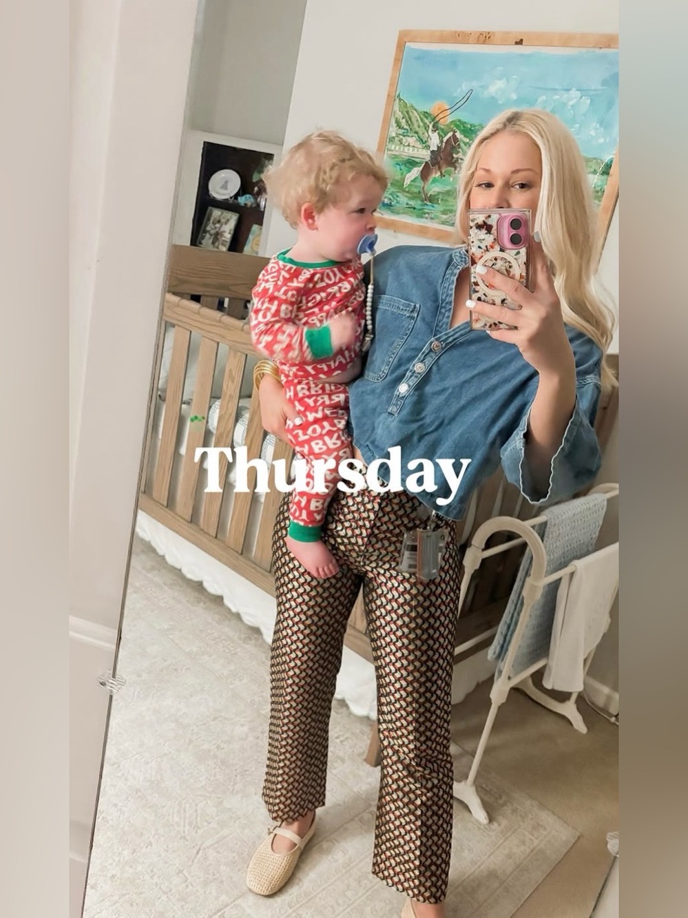Anthropologie Metallic Patterned Trousers